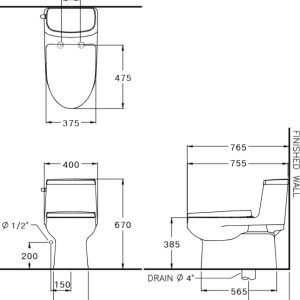 Ảnh công trình thực tế Bồn Cầu COTTO C1142(CN1) 1 Khối Nắp Rửa Cơ