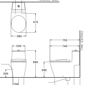 Ảnh công trình thực tế Bồn Cầu COTTO C100207 1 Khối Nắp Êm