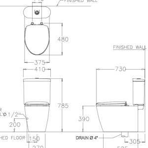 Ảnh công trình thực tế Bồn Cầu COTTO C16817 2 Khối Nắp Êm