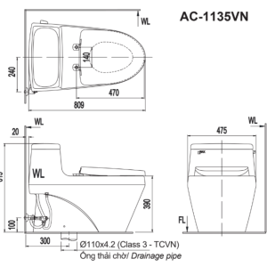 Ảnh công trình thực tế Bồn cầu INAX AC-1135+CW-KA22AVN nắp rửa điện tử