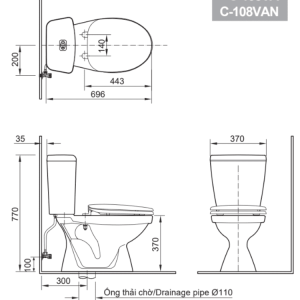 Ảnh công trình thực tế Bồn cầu INAX nắp rửa cơ C-108A+CW-S15VN