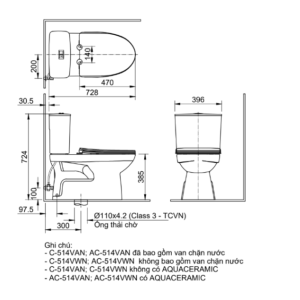 Ảnh công trình thực tế Bồn cầu INAX C-514VWN 2 khối