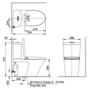 Ảnh công trình thực tế Bồn cầu 2 khối nắp rửa cơ INAX C-700A + CW-S32VN