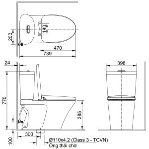 Ảnh công trình thực tế Bồn cầu 2 khối nắp rửa cơ INAX AC-700A + CW-S15VN