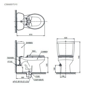 Ảnh công trình thực tế Bồn Cầu Hai Khối TOTO CS660DT1Y1 (C660, S660D) Nắp TC392VS