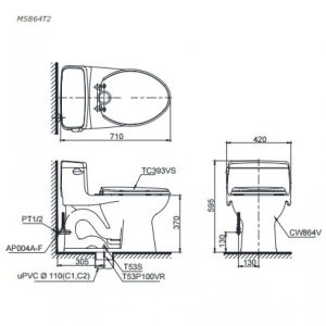 Ảnh công trình thực tế Bồn Cầu Một Khối TOTO MS864T2 (C864) Nắp TC393VS