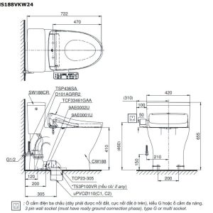 Ảnh công trình thực tế Bồn Cầu Điện Tử TOTO MS188VKW24#XW Nắp Rửa Washlet TCF33461GAA S2