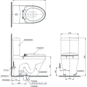 Ảnh công trình thực tế Bồn Cầu Điện Tử TOTO CS945DNW16#XW Kèm Nắp Rửa Điện Tử WASHLET Dòng C2 – TCF23410AAA (220V)