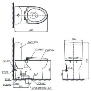 Ảnh công trình thực tế Bồn Cầu Điện Tử TOTO CS325DRW16#W Kèm Nắp Rửa Điện Tử WASHLET Dòng C2 – TCF23410AAA (220V)