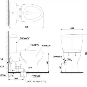 Ảnh công trình thực tế Bồn Cầu Điện Tử TOTO CS300DRW16#W Kèm Nắp Rửa Điện Tử WASHLET Dòng C2 – TCF23410AAA (220V)