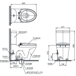 Ảnh công trình thực tế Bồn Cầu Điện Tử TOTO CS818CDW12#XW Kèm Nắp Rửa Điện Tử WASHLET (Loại Giấu Dây) Dòng S7 – TCF4911EZ (220V)