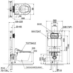 Ảnh công trình thực tế Bồn Cầu TOTO CW542HME5UNW1/ TCF795C2Z#NW1/ WH172AAT Treo Tường
