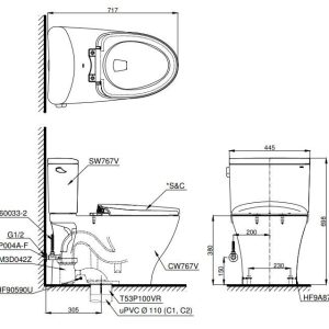 Ảnh công trình thực tế Bồn Cầu Điện Tử TOTO CS767RW16#XW Kèm Nắp Rửa Điện Tử WASHLET Dòng C2 – TCF23410AAA (220V)