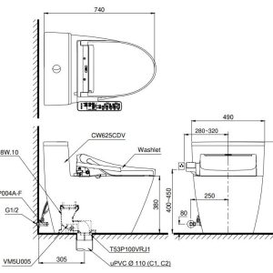Ảnh công trình thực tế Bồn Cầu WASHLET TOTO MS625CDW12#XW 1 Khối Kèm Nắp Điện Tử TCF4911EZ (220V)