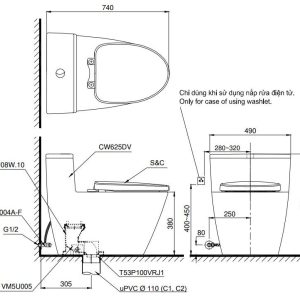 Ảnh công trình thực tế Bồn Cầu WASHLET TOTO MS625DW14 1 Khối Kèm Nắp Điện Tử TCF24460AAA (220V)