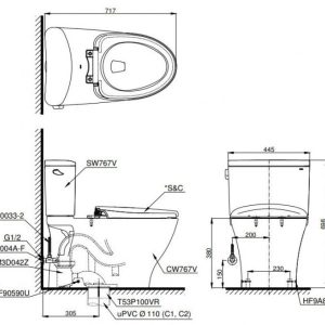 Ảnh công trình thực tế Bồn Cầu 2 Khối TOTO CS767RT8 ( CS767T8) Nắp Đóng Êm TC600VS