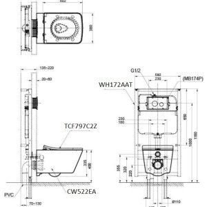 Ảnh công trình thực tế Bồn Cầu TOTO CW522EA#NW1/TCF804C2Z#NW1/WH172AAT Treo Tường