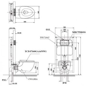 Ảnh công trình thực tế Bồn Cầu TOTO CW812REA#W/TCF4911EZ#NW1/WH172AAT/TCA464 Treo Tường