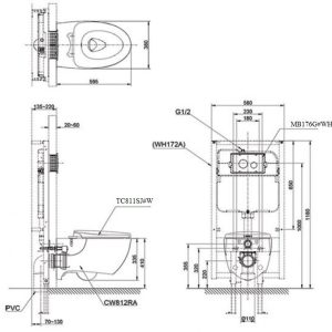 Ảnh công trình thực tế Bồn Cầu TOTO CW812RA#W/TC811SJ#W Treo Tường