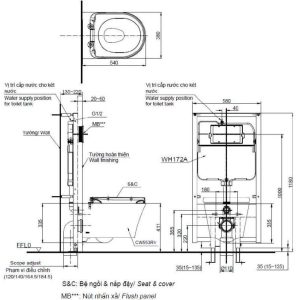 Ảnh công trình thực tế Bồn Cầu TOTO CW553#XW/TC384CVK#W/WH172A Treo Tường
