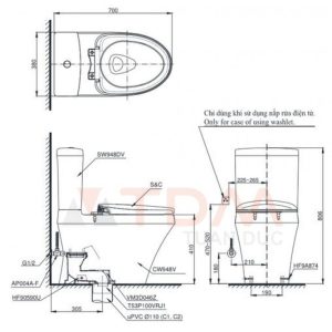 Ảnh công trình thực tế Bồn Cầu TOTO CS948DT10 Nắp Êm TC395VS 2 Khối HTK