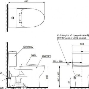 Ảnh công trình thực tế Bồn Cầu TOTO CS302DE2#W Rửa Cơ
