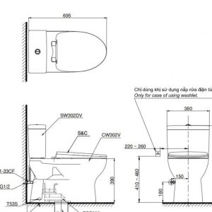 Ảnh công trình thực tế Bồn Cầu TOTO CS302DW16#W Nắp Rửa Điện Tử
