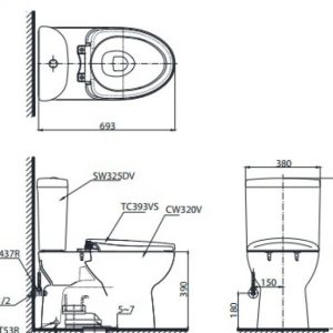 Ảnh công trình thực tế Bồn Cầu TOTO CS325DRT10 Nắp TC395VS 2 Khối