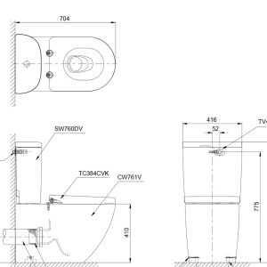 Ảnh công trình thực tế Bồn Cầu TOTO CS761DE5#XW 2 Khối Nắp Rửa Cơ TCW09S