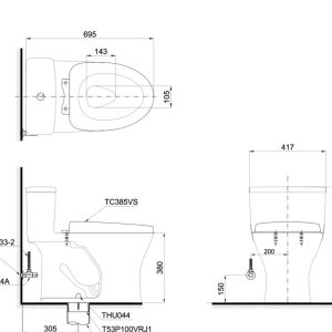 Ảnh công trình thực tế Bồn Cầu TOTO MS855DT3 Một Khối Nắp TC385VS