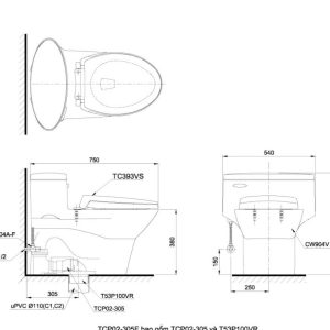 Ảnh công trình thực tế Bồn Cầu TOTO MS904E2#XW 1 Khối Nắp Rửa Cơ TCW07S