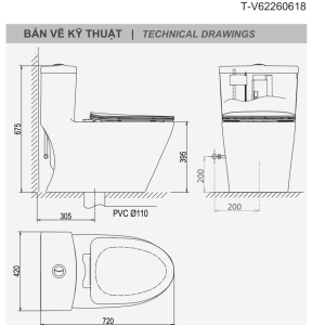 Ảnh công trình thực tế Bồn Cầu VIGLACERA V62 1 Khối Nắp Êm V68 Tặng Xịt VG826