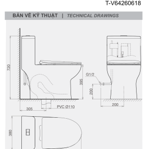 Ảnh công trình thực tế Bồn Cầu VIGLACERA V64 1 Khối Nắp Êm V68 Tặng Xịt VG826