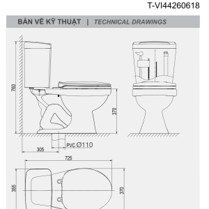 Ảnh công trình thực tế Bồn Cầu VIGLACERA VI44 2 Khối Nắp Thường