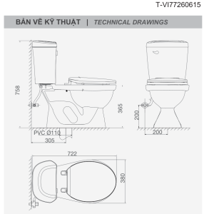 Ảnh công trình thực tế Bồn Cầu VIGLACERA VI77 2 Khối Nắp Thường Kèm Lavabo VTL2
