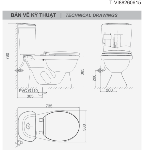 Ảnh công trình thực tế Bồn Cầu VIGLACERA VI88 Nắp Êm 2 Khối Kèm Lavabo VTL2