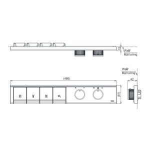 Ảnh công trình thực tế Bảng điều khiển nhiệt độ TOTO TBV11140A sen âm 4 đường nước dòng G