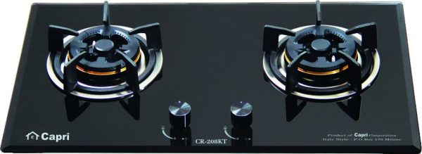 Bếp Gas Âm Kính 2 Lò Capri CR-208KT (Black)