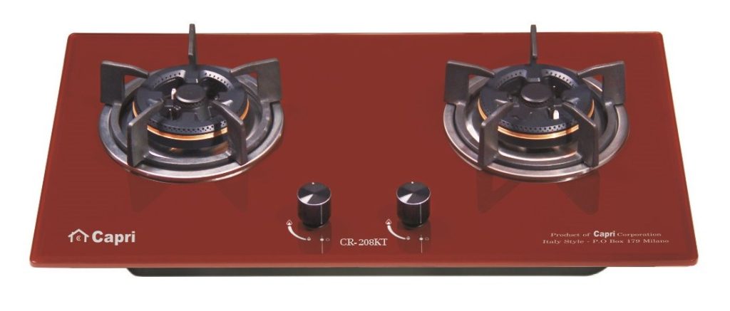 Bếp Gas Âm Kính 2 Lò Capri CR-208KT (Red)