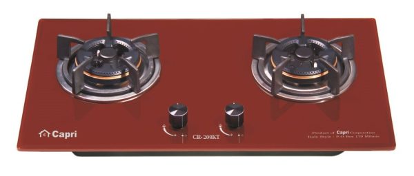 Bếp Gas Âm Kính 2 Lò Capri CR-208KT (Red)