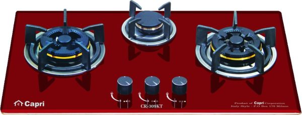 Bếp Gas Âm Kính 3 Lò Capri CR-309KT (Red)