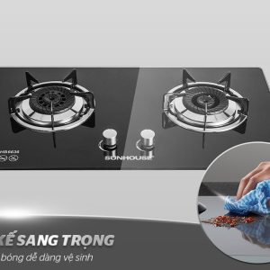 Ảnh công trình thực tế Bếp Gas Âm Kính Sunhouse SH6636