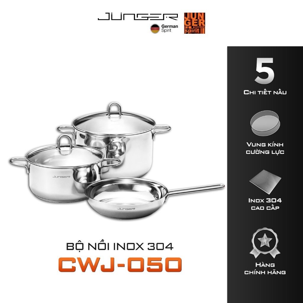 Bộ Nồi Chảo Inox 3 Món Junger CWJ-050