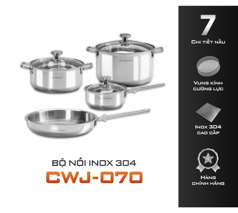 Bộ Nồi Chảo Inox 4 Món Junger CWJ-070