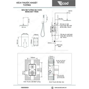 Ảnh công trình thực tế Bộ Sen Âm Trần 3 Chức Năng Ecod ES2206-3C/ES2202