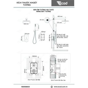 Ảnh công trình thực tế Bộ Sen Âm Tường 2 Chức Năng Ecod ES2206-2C/ES2203