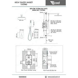 Ảnh công trình thực tế Bộ Sen Âm Tường 3 Chức Năng Ecod ES2206-3C/ES2203