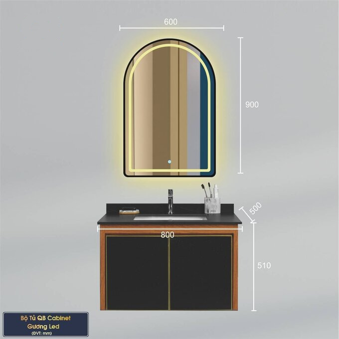 Bộ Tủ Chậu Phòng Tắm 80cm BASIC QG8002-QS180-QL943GV