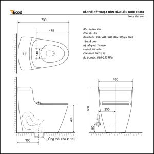 Ảnh công trình thực tế Bồn Cầu Liền Khối Ecod EB088