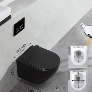Ảnh công trình thực tế Bồn Cầu Treo Tường BASIC BS-8016MB Vân Đá Đen